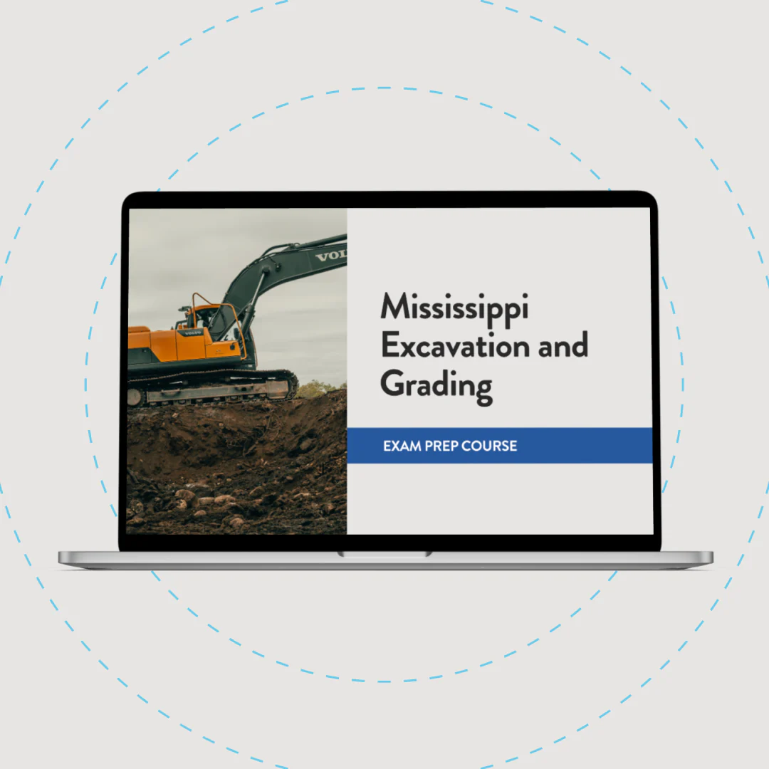 Does the MS Excavation and Grading prep course cover the MS Business Management and Law Test?
