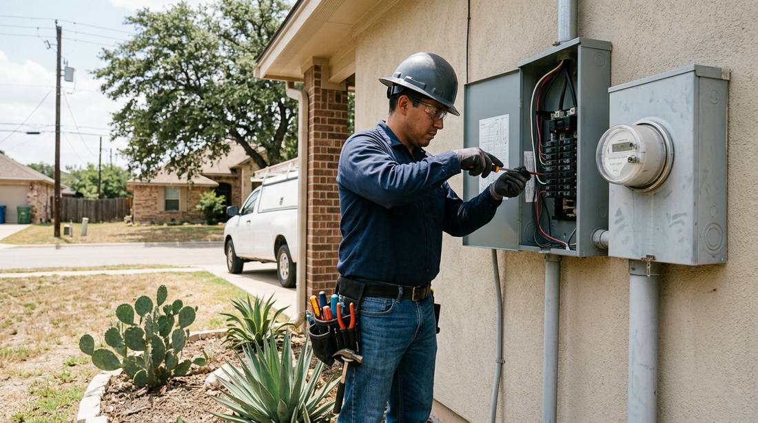 Texas Electrician working hard, well prepared for any job. 