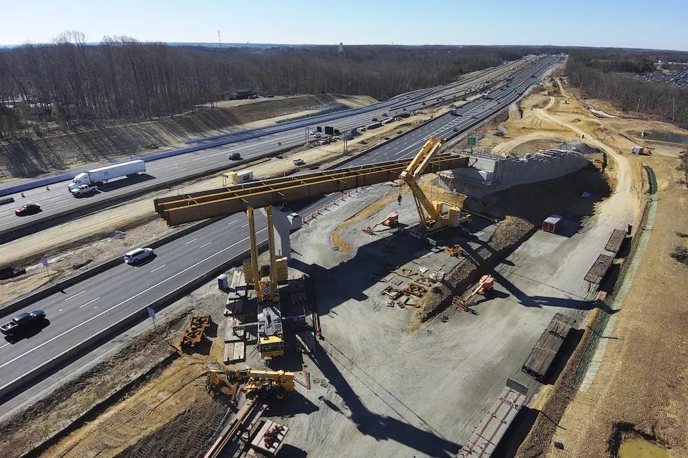 Virginia highway and bridge construction project with heavy equipment