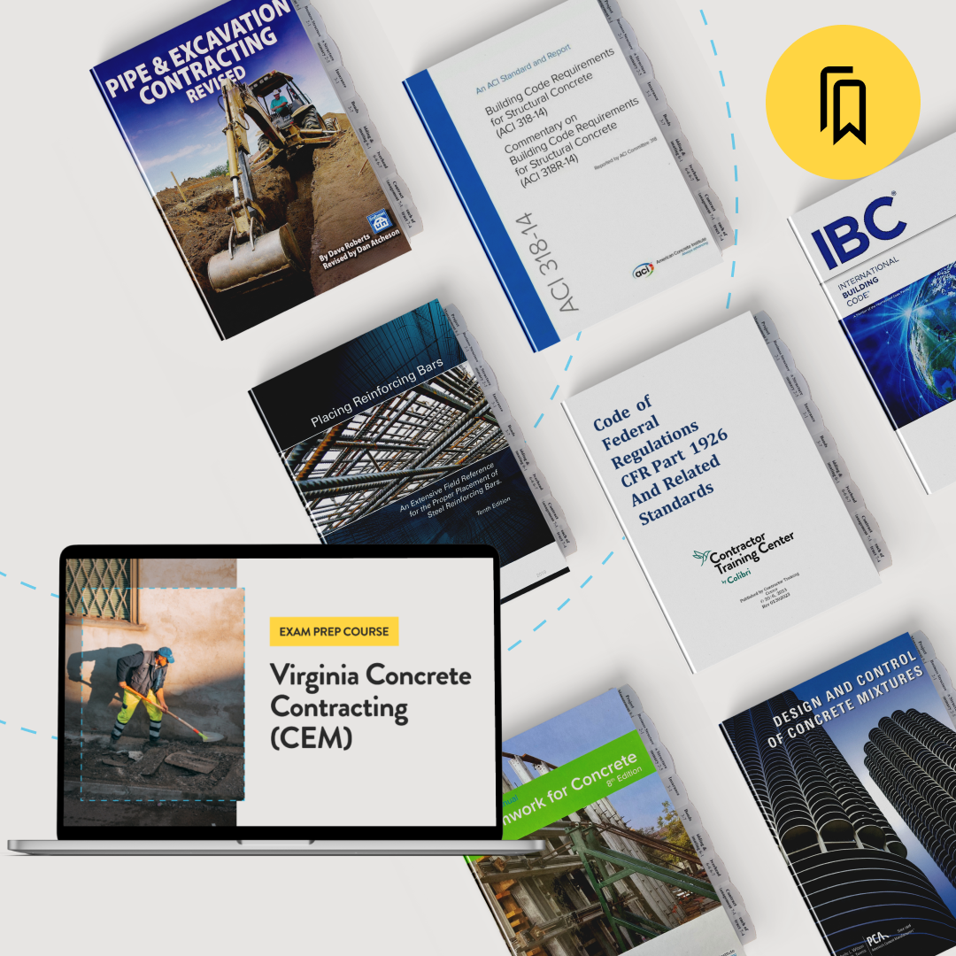 Virginia Concrete Contractor (CEM) Exam Prep Package
