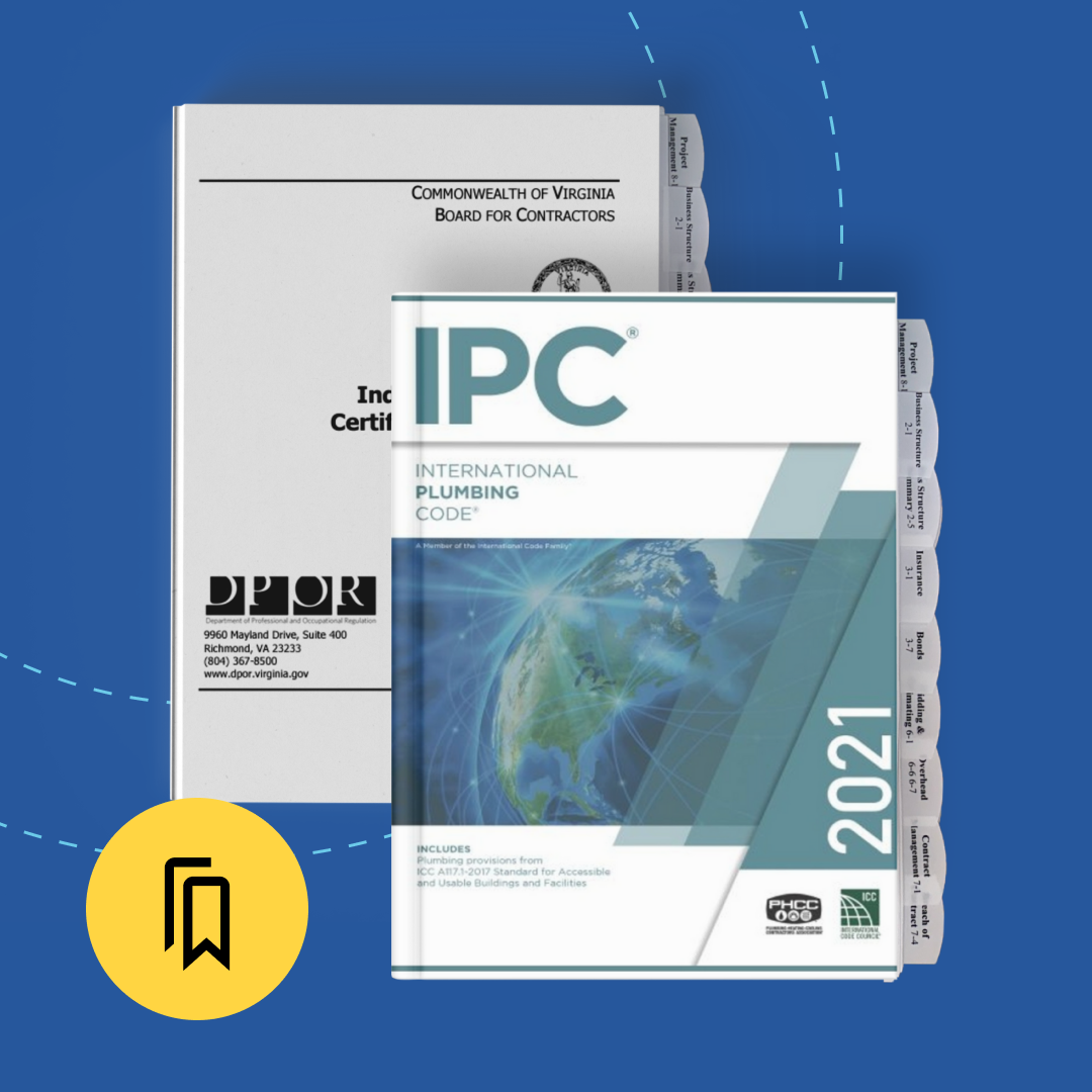 Tabbed and Highlighted Virginia Master and Journeyman Plumber (PLB) Exam Prep Book Bundle