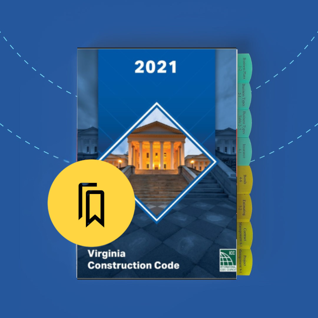 Tabbed and Highlighted Virginia Construction Code (USBC) 2021 Edition